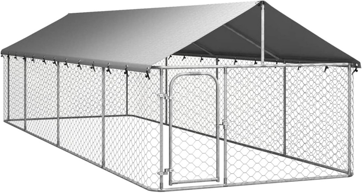 Grote Hondenren met Dak en Slot - Robuuste Metalen Kennel voor Buiten