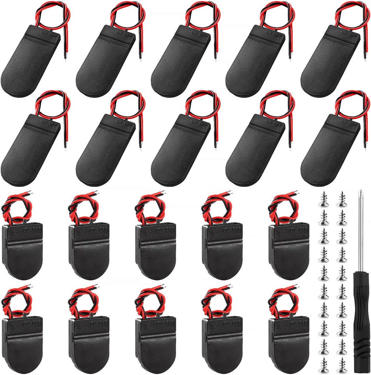 20 Stuks Batterijhouders CR2032 met Schakelaar en Schroeven
