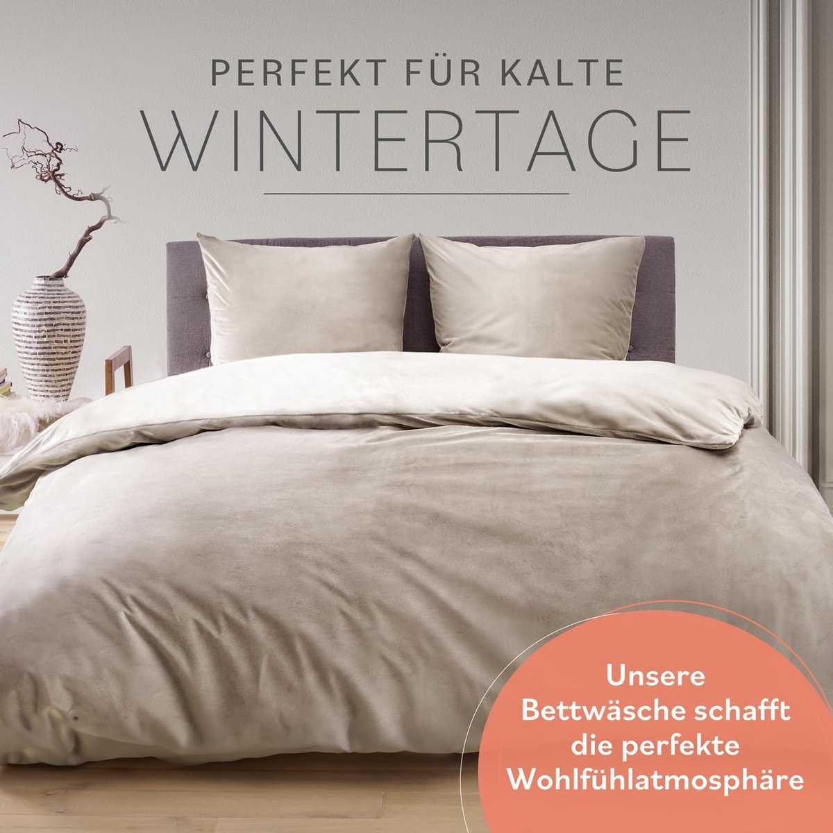 Dekbedovertrek Set 140x200 cm met Kussenslopen 80x80 cm – Kasjmier Touch Microvezel – Extra Zacht & Warm – Oeko-Tex – Taupe – Pauwhome