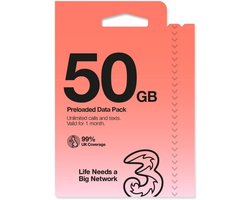 Prepaid Simkaart met 50 GB Data, Onbeperkt Bellen en SMS - Maandelijks Opzegbaar