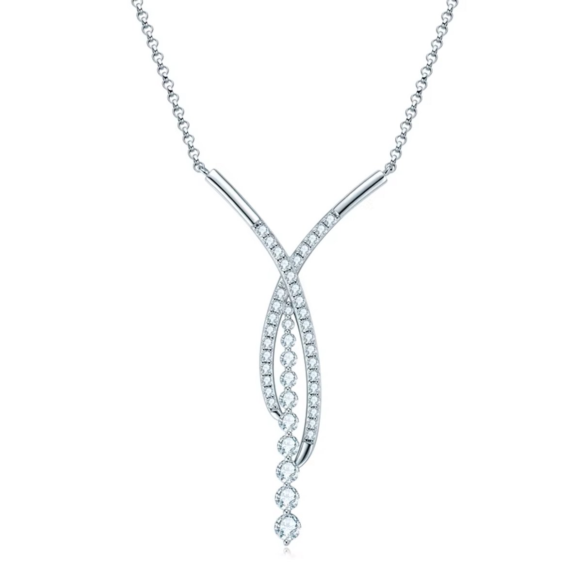 Titanix Ketting Dames – 1.26 Karaat Moissanite met GRA-Certificaat (Diamant Alternatief) - 925 Sterling Zilver, Platina verguld – Elegante Hanger met 44 stenen