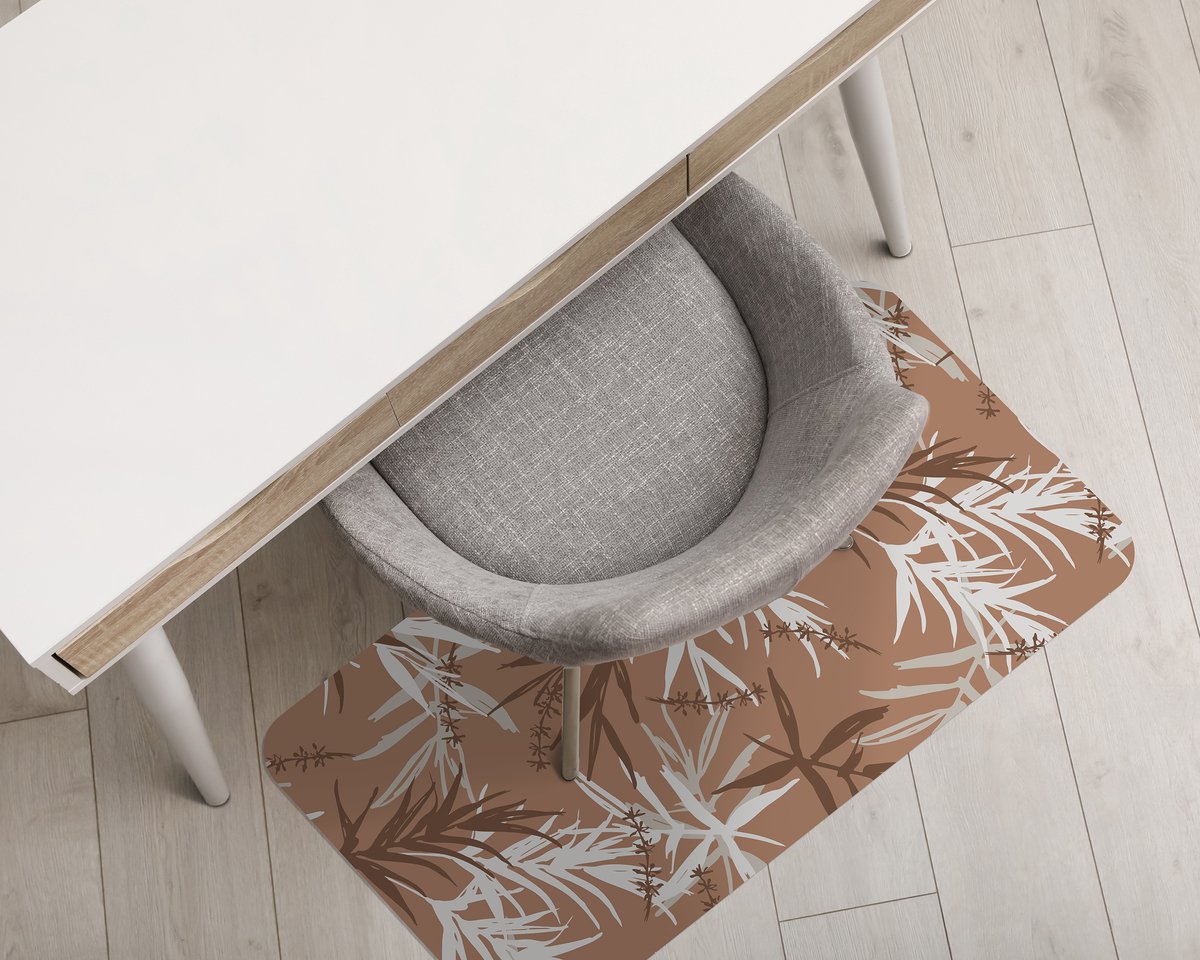 Coloray Vloerbeschermer - Palmbomen Vloerbeschermer Bureaustoel - 100x70 cm - Bruin Bureaustoelmat - Vloerbeschermer Vinyl - Mótif Bureaustoelmat - Rechthoekige Mat - Natuur Thema