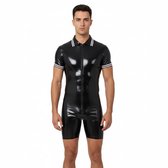 RUMAOZIA Herren Wetlook Catsuit Sexy Lackleder Body Jumpsuit Eng Lederoptik Unterhemd Party Nachtclub Kostüm Bodysuit Männerbody Erotische Ganzkörper Anzug Trikot Leotards mit Reißverschluss