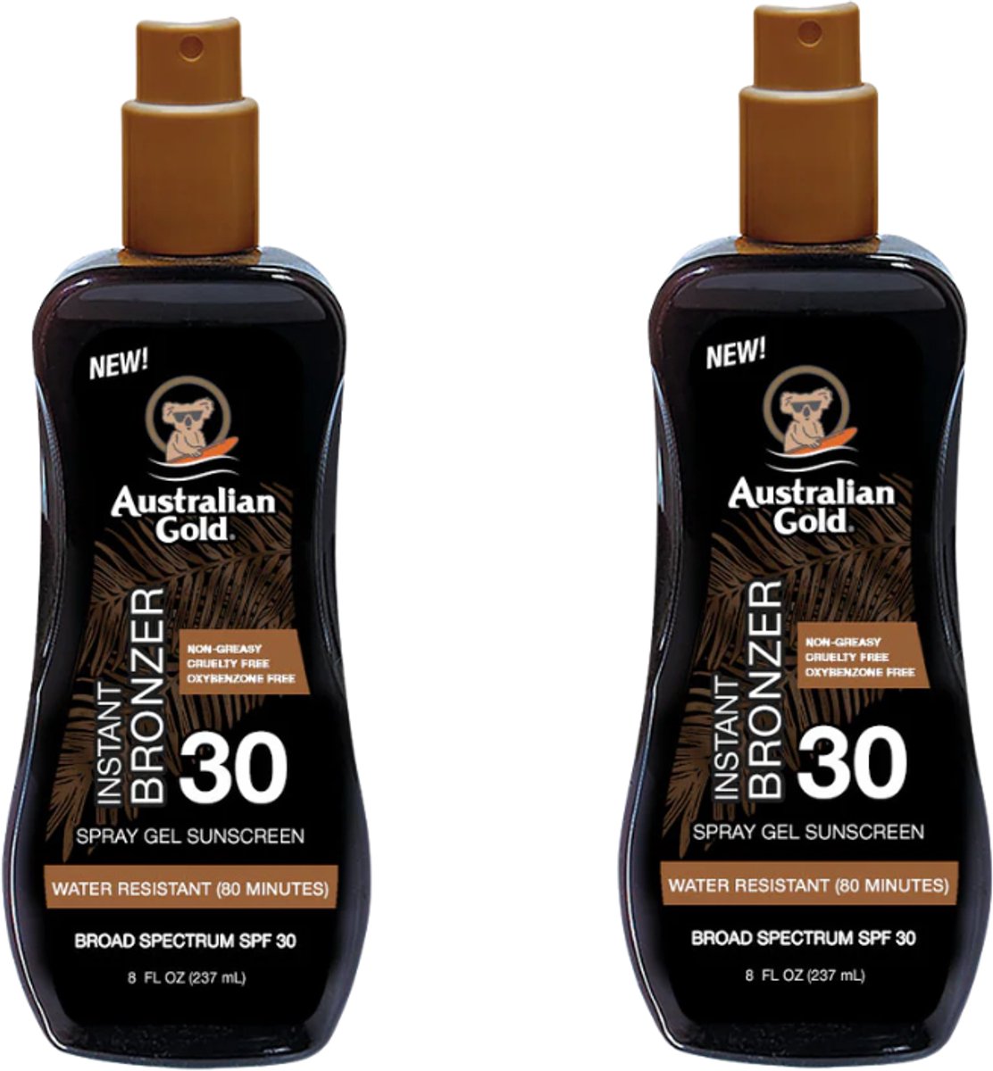 Australian Gold SPF 30 Spraygel met Bronzer - 2 x 237 ml - voordeelverpakking- multipack