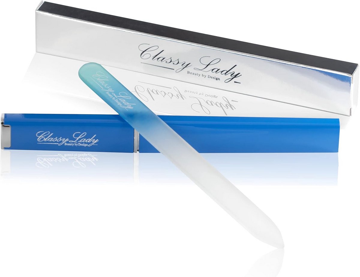 Glazen Nagelvijl Blauw met Etui voor Precisie en Duurzaamheid