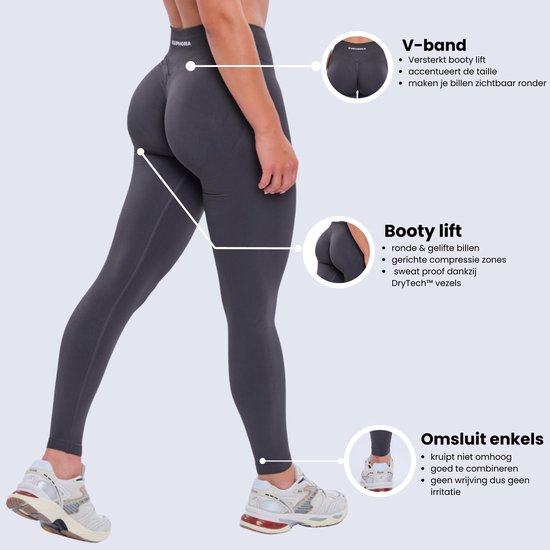 Euphoria Sportlegging Dames - Sportkleding Dames - Sportbroek Dames - Yoga Broek Dames - Grijs - Maat M van Merkloos — afbeelding 2