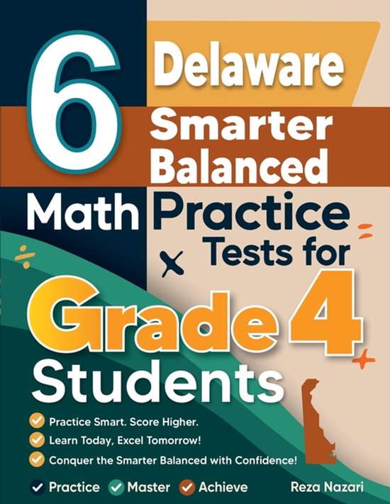 6 Delaware Smarter Balanced Grade 4 Math Practice Tests - cover