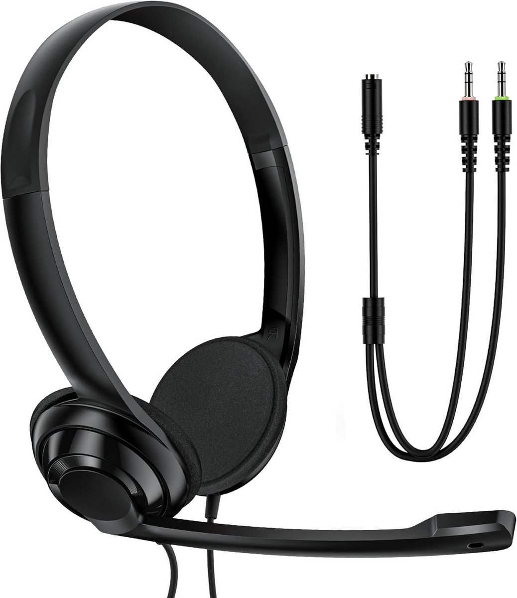 Bedrade Headset met Microfoon voor PC en Laptop - Ruisonderdrukking - Ideaal voor Werk, Vergadering of School