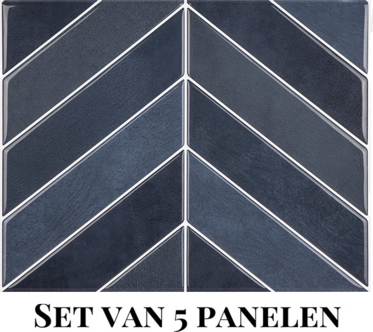 Wallways Wandpanelen - Plaktegels - Set van 5 Tegels - Tegelsticker - Zelfklevende Tegels - 29 x 23cm - Waterdicht - Krasbestendig - Hittebestendig - 3M Kleeflaag - 2MM dik - Monaco Visgraat