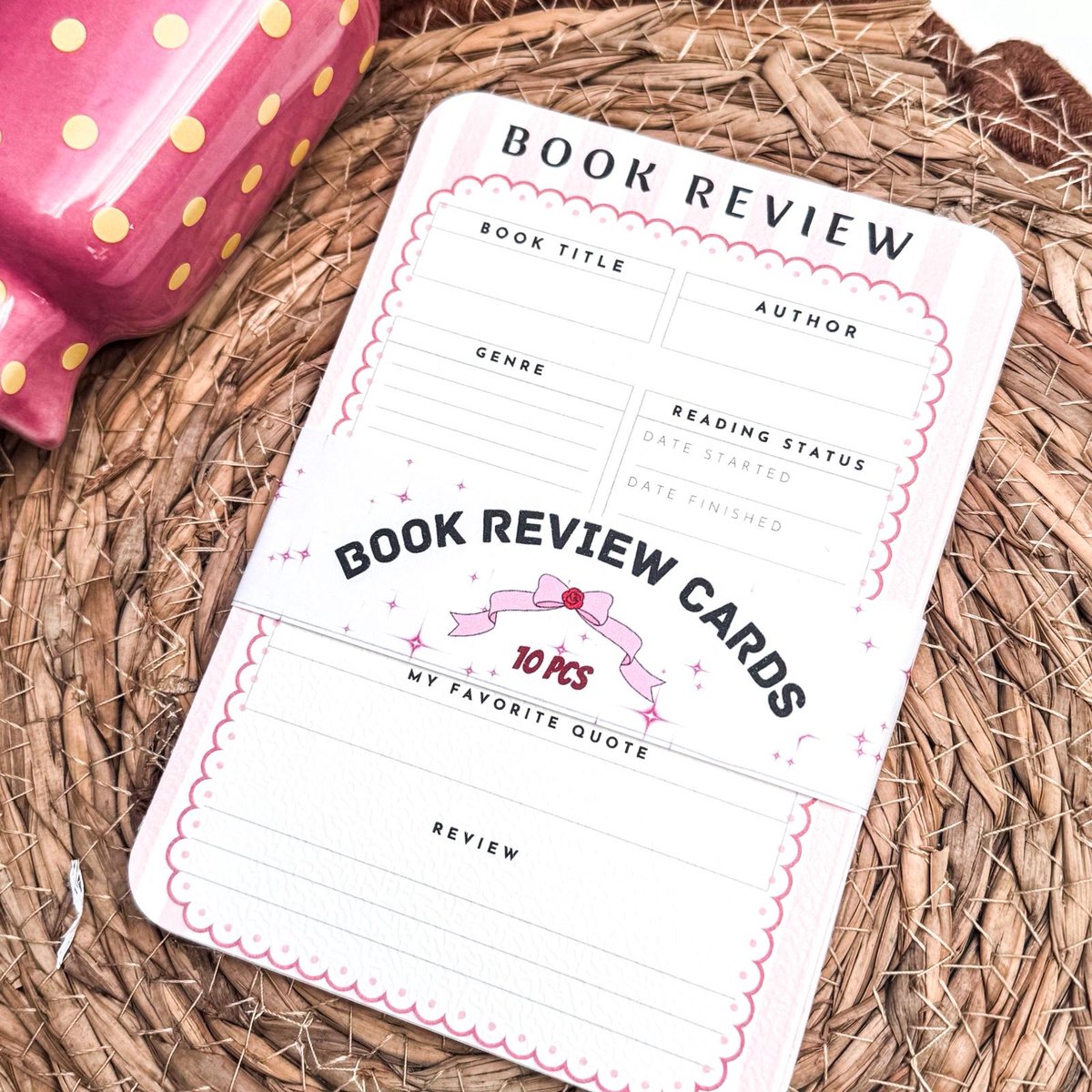 Nook & Note – Boek Review Kaarten – Set van 10 – Leesdagboek – Roze