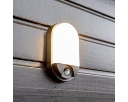 HOFTRONIC Trend - LED Wandlamp met sensor - 10 watt 825 lumen - Bewegingssensor en schemerschakelaar - 3000K warm wit licht - Zwart - IP65 voor binnen en buiten