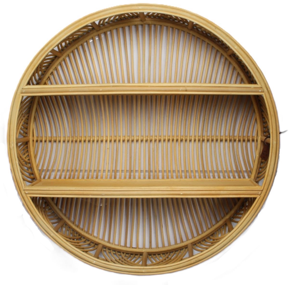 MigoStyling - Wandrek - Rond - Rotan - Naturel - Bamboe - Boho stijl - Rond frame - Dia 80 x 20 cm - incl bevestingingsmatriaal