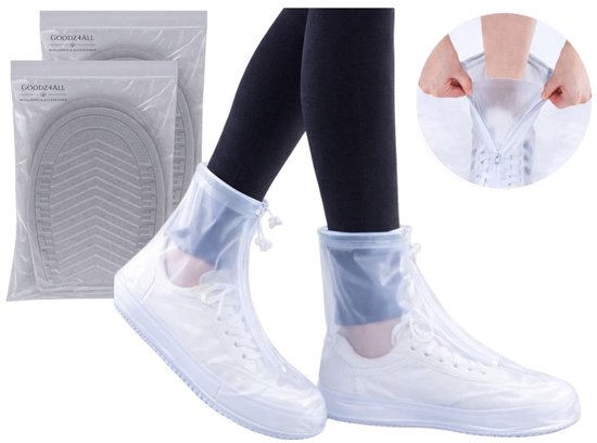 2 paar Unisex Waterdichte Overschoenen met Rits en Aantrekkoord Maat 38-40 - Herbruikbaar – Transparant - Anti Slip Regen Overschoen - Schoenhoesjes - Waterdichte Schoenbeschermers - Regenhoes – Schoenovertrek - Regenlaarzen