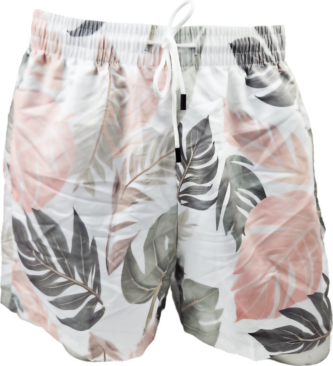BamBella ® - Zwembroek - Maat S/M - Wit bloemen print zwemshorts - short man mannen korte broek heren