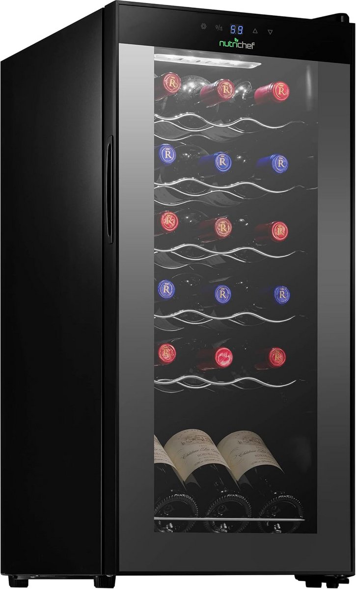 Wijnkoelkast voor 18 Flessen Compacte Tafelmodel Koelkast met Digitale Temperatuurregeling