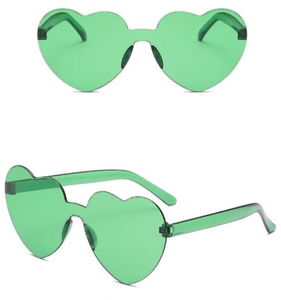 Bril hartjesvorm - Zonnebril - Carnaval - Verkleedkleding - Party glasses - Grappige/gekke bril - Groen - Jonyx van Jonyx — afbeelding 2