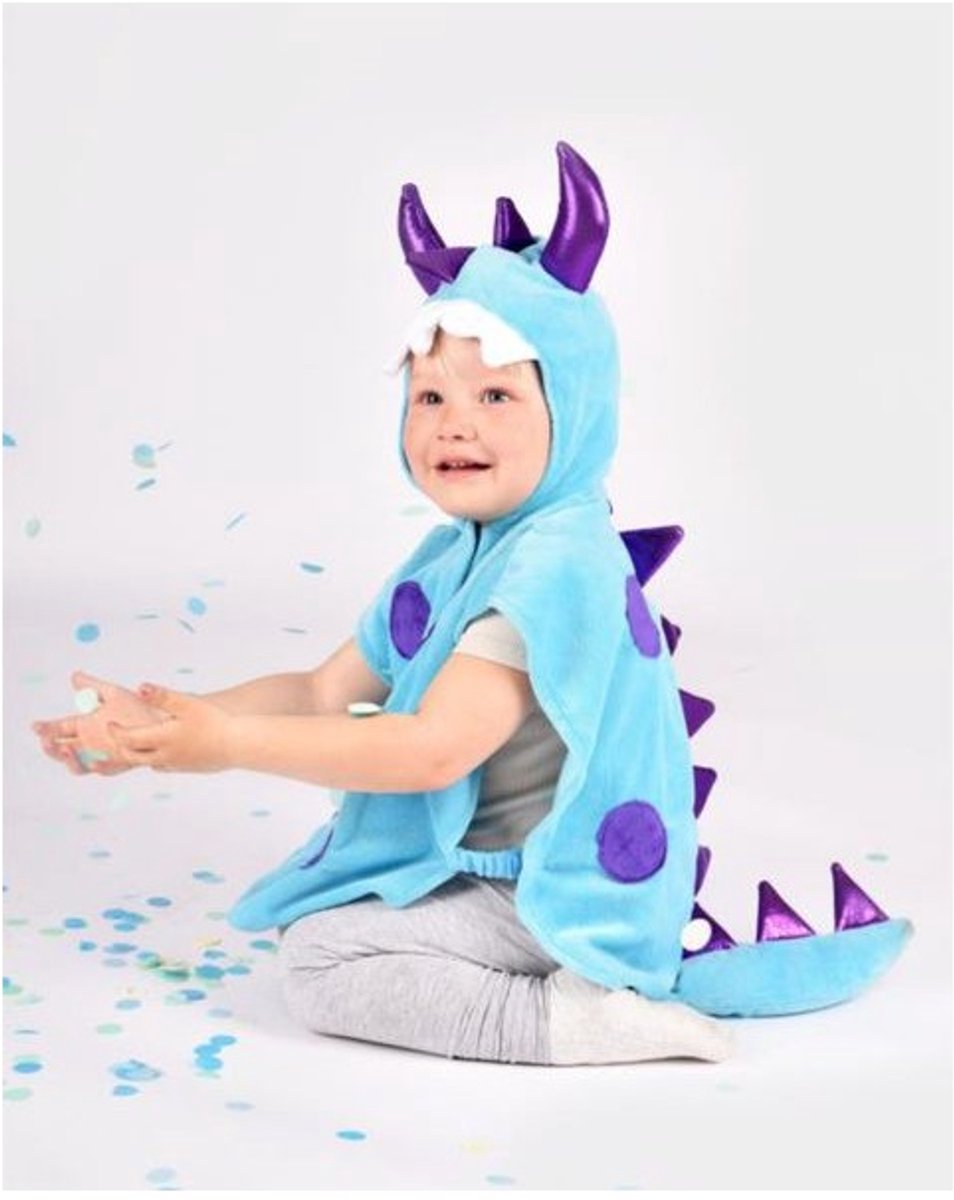 Den Goda Fen Verkleedkledij Monster - Mini cape met capuchon - 86/110cm - 1/4 jaar - Blauw