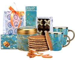 Souvenirs Holland - Amandelbloesem Van Gogh - Koffiekopjes - Holland pakket - Stroopwafels - Hollandse cadeautjes - Van Gogh - Molen