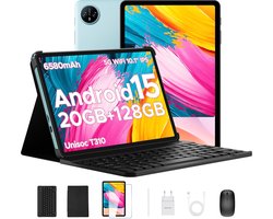 DOOGEE Tab A9 Pro - Android 15 - Tablet met toetsenbord - 10 inth HD 4GB RAM + 128GB ROM (2TB TF) - 6580mAh - Face ID - 5G WiFi - Bluetooth 5.0 - Blauw