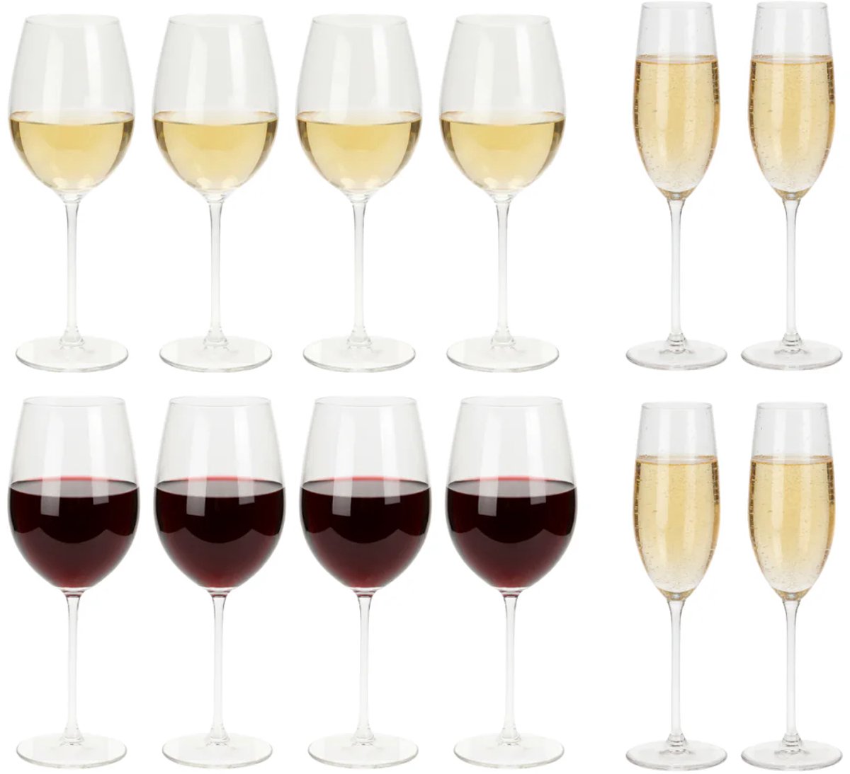 Cookinglife Wijnglazenset Solare 12-Delig - Rode wijnglazen + Witte wijnglazen + Champagneglazen