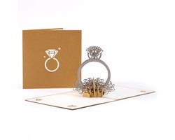 Handgemaakte 3D pop-up diamanten ring verjaardagskaarten creatieve wenskaarten papierknutsel (diamanten ring) - Valentijnskaarten - Enveloppen voor geliefden - Valentijnscadeaus