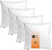 sleepling hoofdkussen 50x50 cm, Set van 4 - kussen van microvezel - Hotelkwaliteit - Ergonomisch -geschikt voor mensen met allergieën - als slaapkussen, bankkussen of sierkussen - kussen set - Made in EU, wit