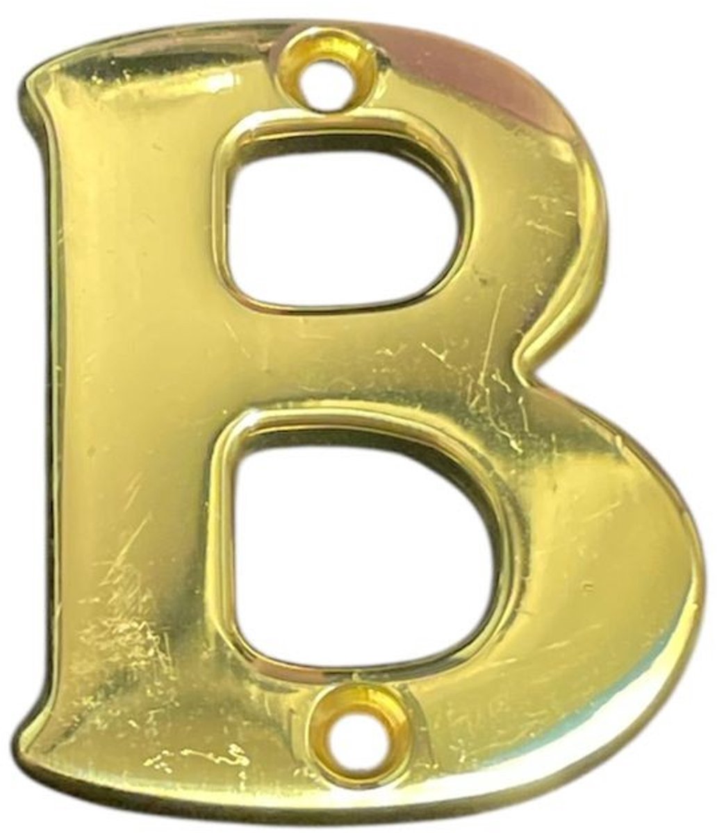 Huiscijfer toevoeging - letter B - polydo messing - 5cm