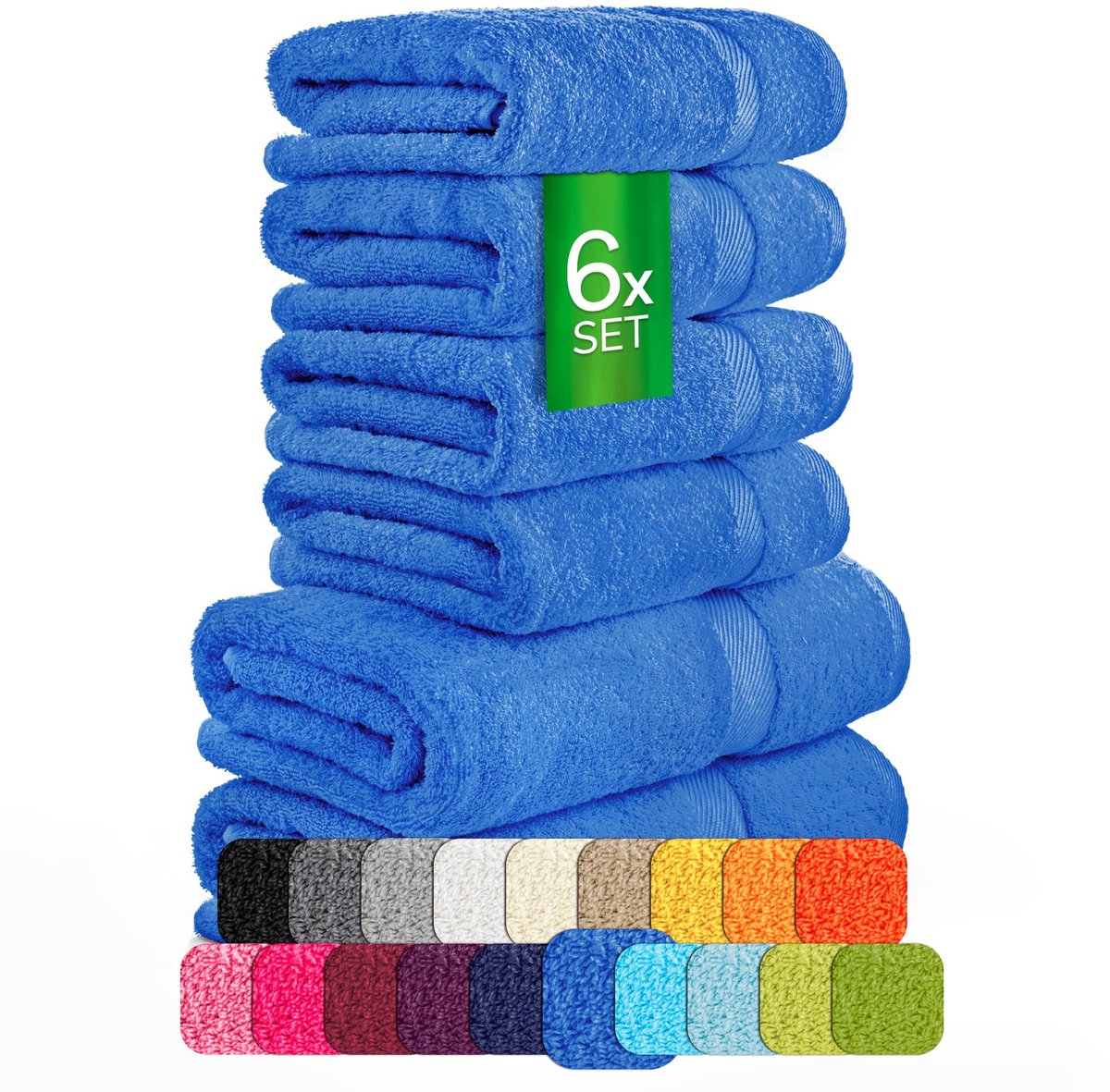 etérea Carli handdoekenset 6-delig – blauw – 100% katoen – 500 g/m² – OEKO-TEX Made in Green