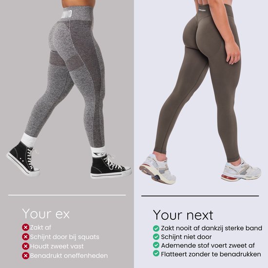 Euphoria Sportlegging Dames - Sportkleding Dames - Sportbroek Dames - Yoga Broek Dames - Groen - Maat S — afbeelding 4