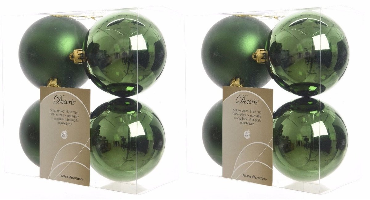 Decoris Kerstballen - 24x st - donkergroen - 10 cm - kunststof - kerstversiering