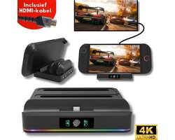Turqero Nintendo Switch 2 TV Docking Station Set met RGB – 4K UHD – Oplaadstation met 2x Joy‑Con Oplaadplekken + Tv/Monitor aansluiting voor Schermprojectie - Switch 2 accessoires