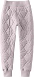 Lichtpaarse gewatteerde kinderlegging met diamantpatroon en subtiel ingeweven 'FASHION'-tekst.