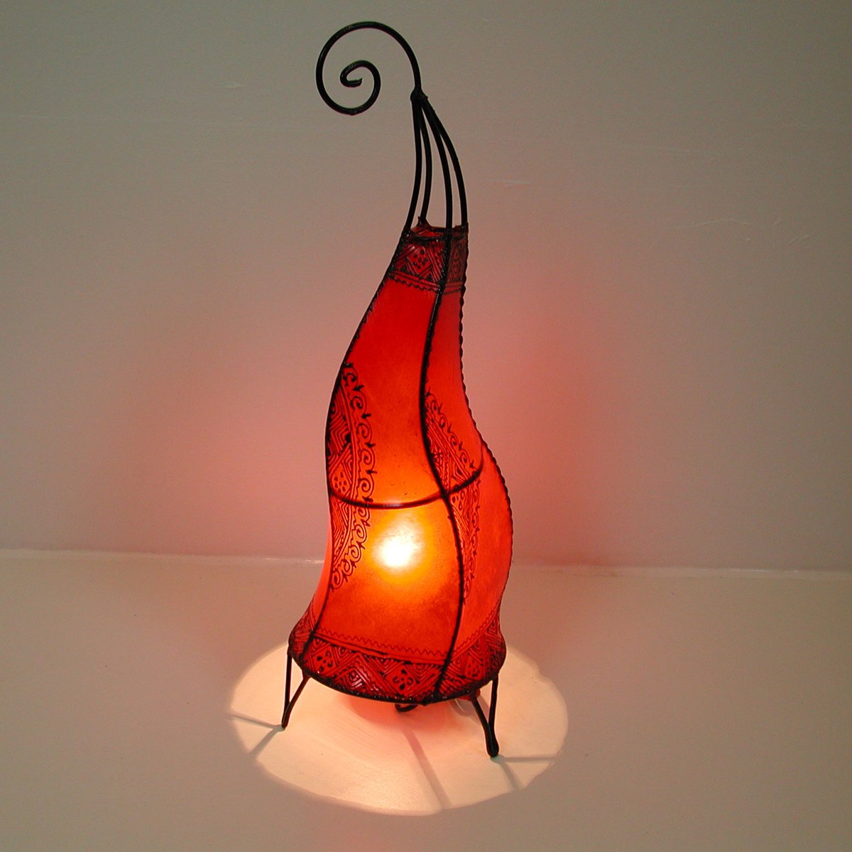 Staande lamp – vloerlamp – marokkaanse hennalamp – echt leer – rood – 60 cm