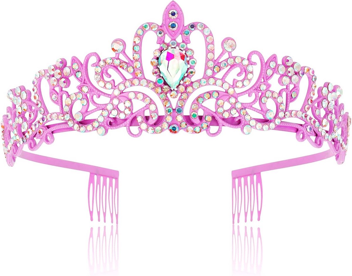 Prachtige Kristallen Tiara Kroon met Kammen voor Bruiloft, Feest en Verjaardag