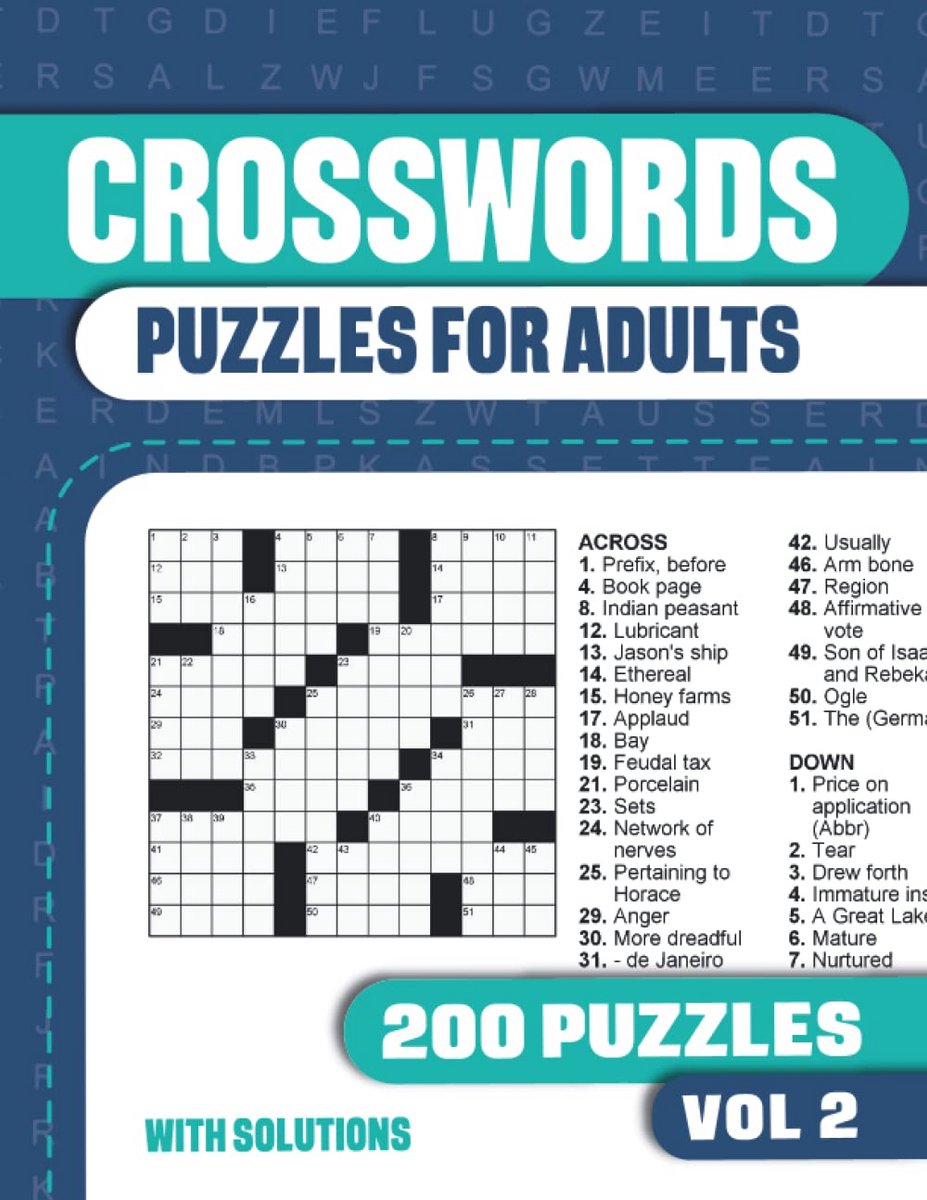 Kruiswoordpuzzels voor Volwassenen: Groot Puzzelboek met 200 Uitdagende Kruiswoordraadsels en Oplossingen