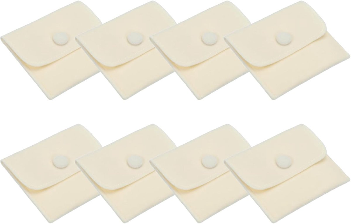 Sieradenzakje 10 x 7 cm - 8 stuks zachte fluwelen zakjes met drukknop - draagbare opslag voor ringen - ketting - armband - oorbel - horloge - geel