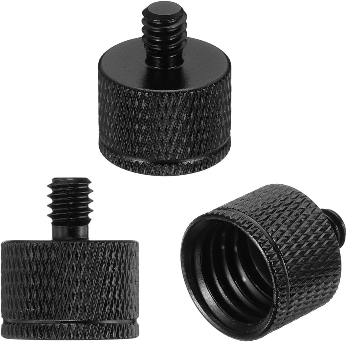 3Pcs Mic Stand Adapter 5/8" Female to 1/4" Male - Microfoon Draad Schroef Adapter voor Camera Microfoon Statief - Zwart