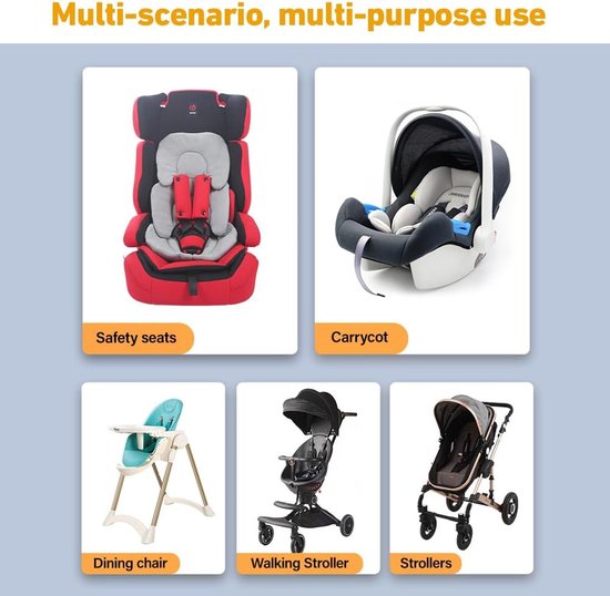 Stoelverkleiner babyzitje, baby-autostoelkussen, hoofdsteun voor pasgeborenautostoel, zacht zitkussen voor babyzitje, autostoelhoes voor kinderwagen, hoge stoel, autostoel (grijs) — afbeelding 2
