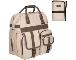 Linofa® Lily Luiertas – 4-in-1 Buggytas, Rugzak & Verzorgingstas – 25L – Beige – Incl. Verschoonmat – Kraamcadeau