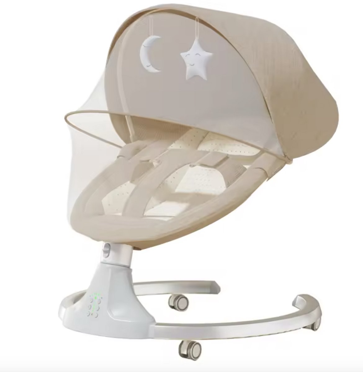 J&R Elektrische wipstoel - Wipstoel - Schommelstoel - Babystoel - Baby Swing - Elektrisch - Verrijdbaar - Afstandsbediening - Wieltjes - Bluetooth voor muziek - Beige
