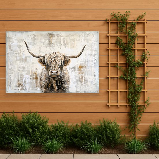 Schotse hooglander - Wanddecoratie buiten - Tuinposter - 90x60 cm