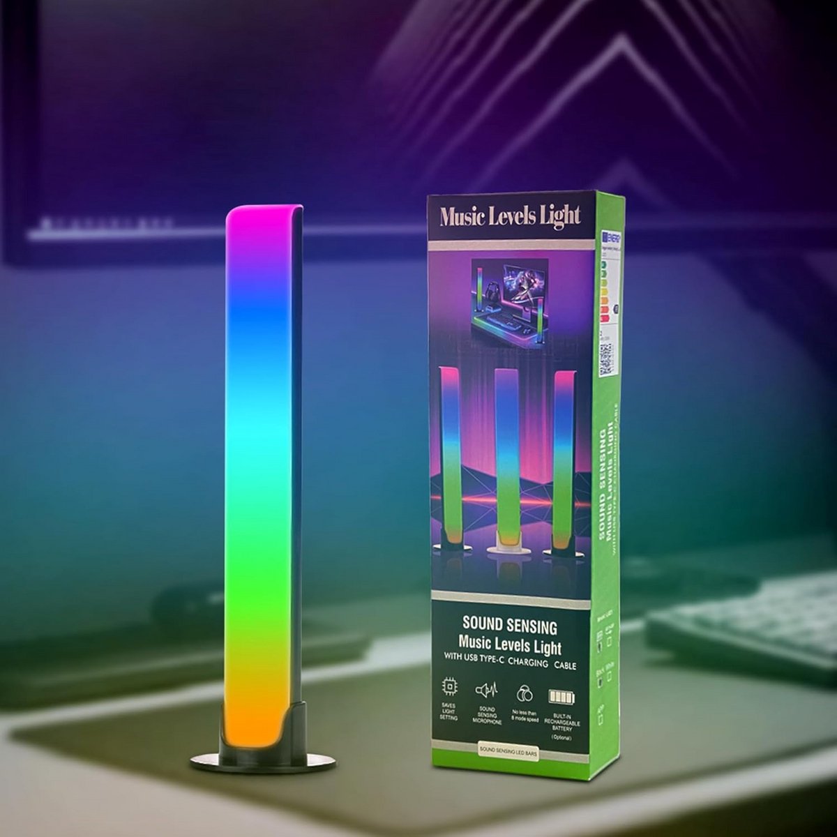 Muziek LED Bar met Geluidssynchronisatie en Oplaadbare Batterij voor Feest en Gaming