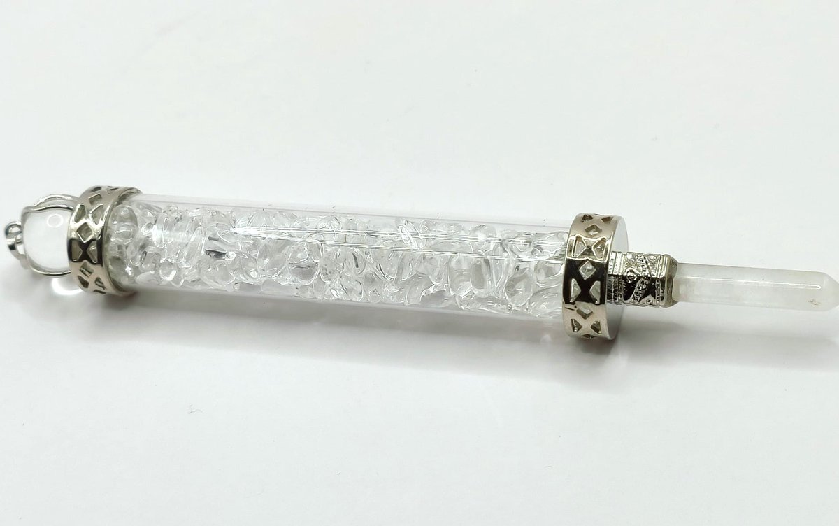 Magic Wand Bergkristal - Toverstaf met Bergkristal en Seleniet 13 cm. - Energetisch Helen