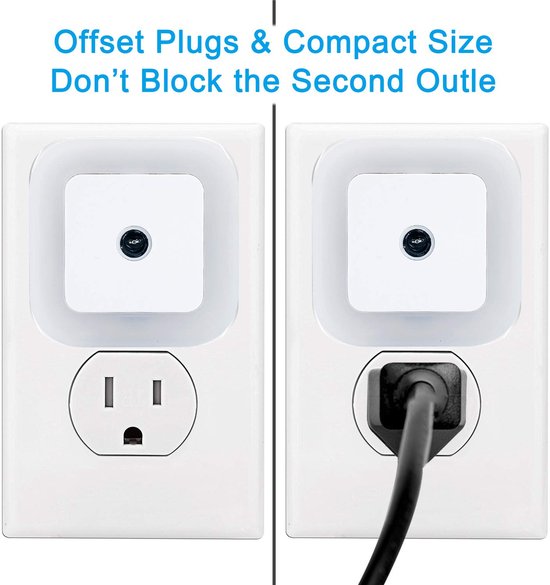 Nachtlampje - LED Nachtlampje Stopcontact - Dusk to Dawn Sensor - Nachtlamp met Lichtsensor - Energiezuinig 0,5W - Daglicht Wit - Binnenverlichting - Gang Badkamer Slaapkamer - 6 Stuks van Merkloos — afbeelding 5