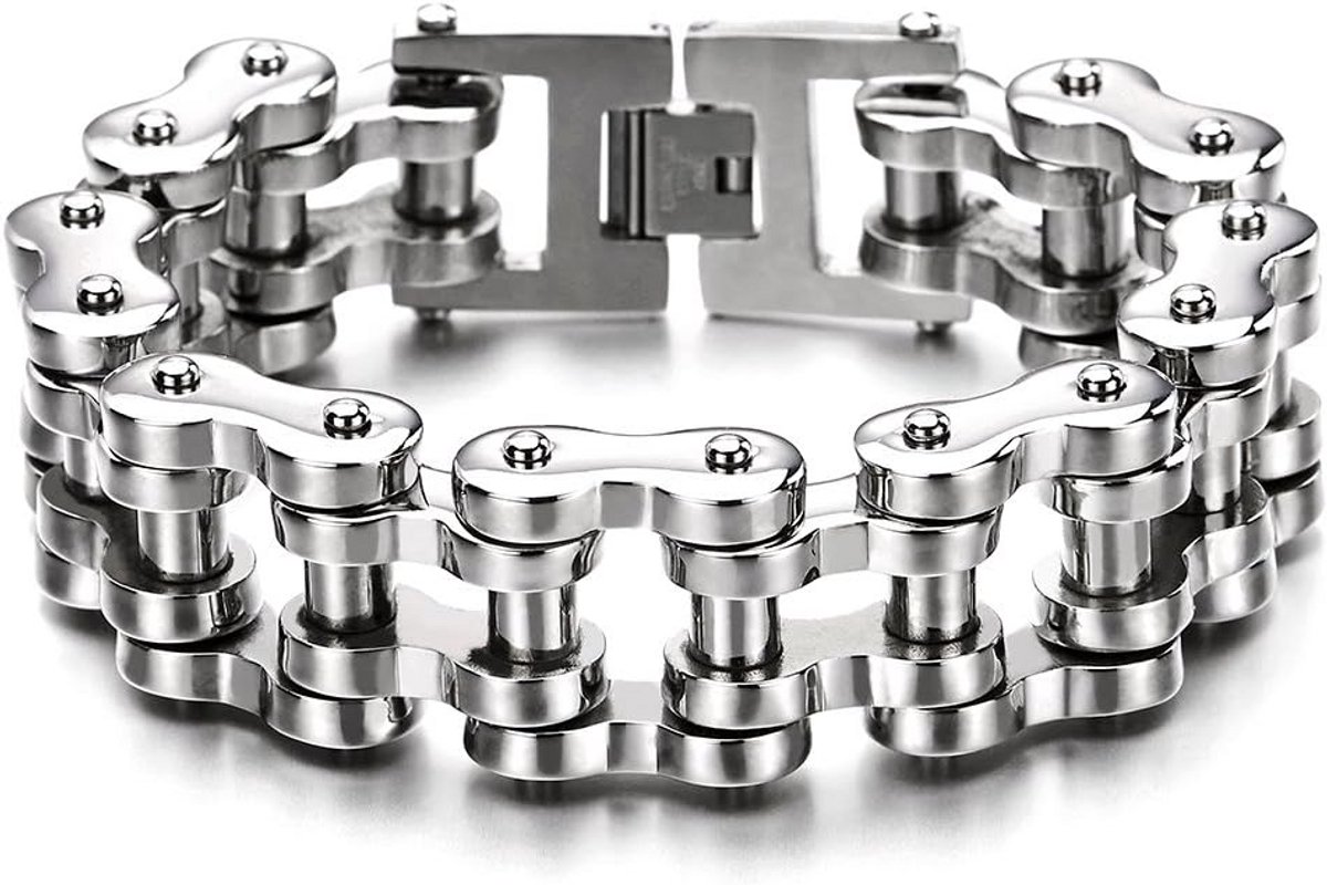 Stoere Heren Armband Motorfietsketting Rvs Zilver Gepolijst Zwaar Model