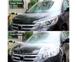 8-in-1 Multifunctioneel Autowas Spuitpistool | Met Zeepdispenser - Hogedruk Straal – Perfect voor Autowassen, Terrasreiniging - Tuin - Zwart/Groen/Transparant