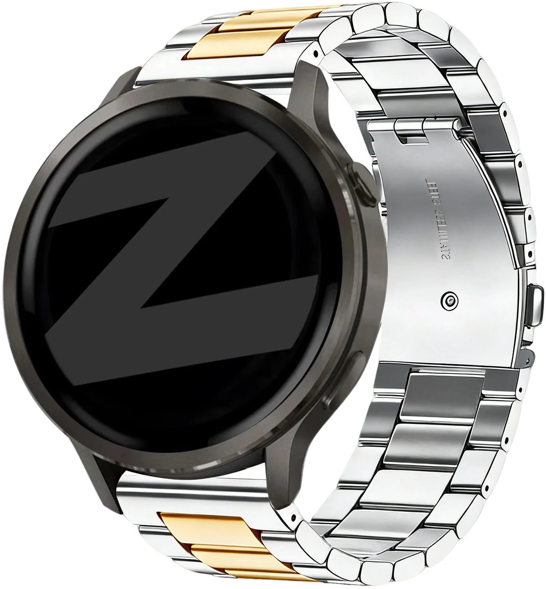 Bandz Classic bandje RVS 20mm – geschikt voor Garmin Vivoactive 3 / 5 / 6 / Vivomove 3 / HR / Style / Luxe / Sport / Trend / Forerunner 645 / 570 / 245 / 165 / 55 / Venu / SQ / SQ 2 / 2 Plus / Approach S12 / S40 / S42 / S44 / S50 – Zilver / Goud