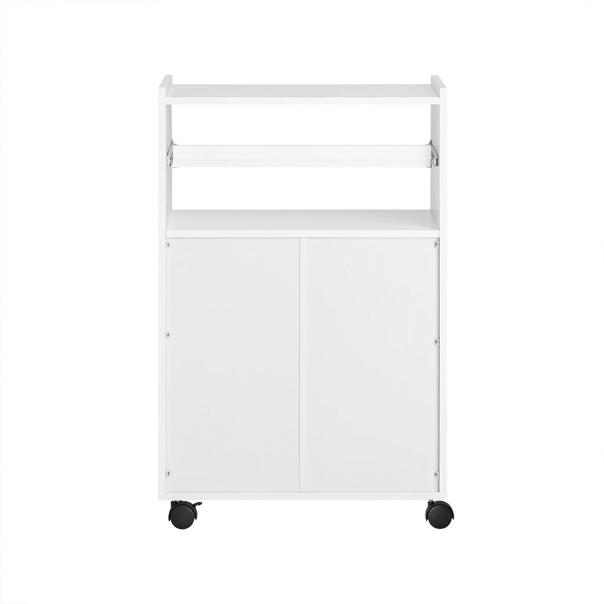 DoneMore® - keukentrolley - magnetronkast - rolkast - met schuifplank - lade en deuren - wit - 59 x 40 x 92 cm - 24 kg