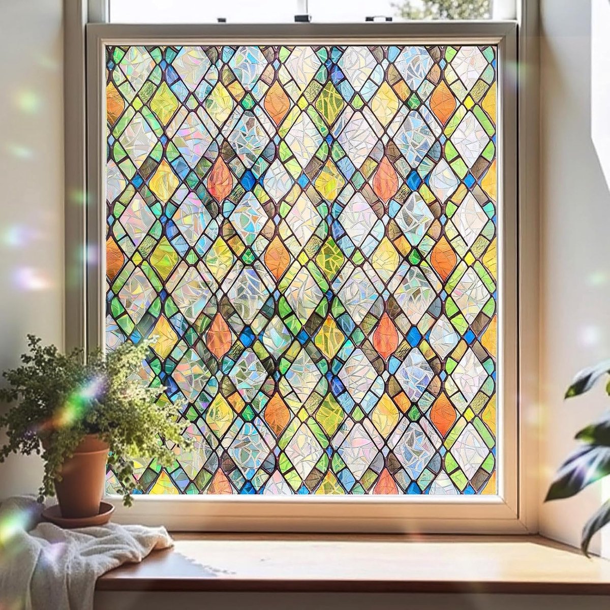 OIMG Privacy raamfolie - Zelfklevend - mozaïekprisma - 45*100cm - verduisteringsdoek zelfklevend - decoratieve statische raamfolie - Eenvoud