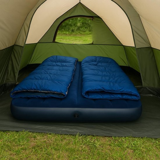 Luchtbed 2 Persoons - Luchtmatras Opblaasbed - Kamperen Logeren - Waterafstotend Materiaal - 190x137x25cm - Blauw — afbeelding 3